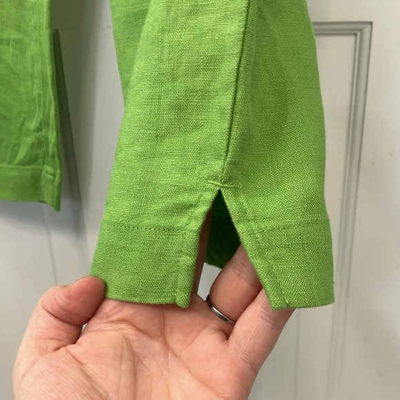 Jones New York Sport Green Cropped Linen pants size 12 drawstring elastic waist - Picture 4 of 12